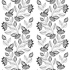 Vector Seamless Monochrome Floral Pattern