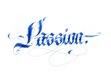Modern gothic flat calligraphy. Passion.