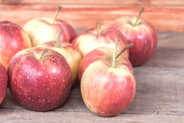 apples on  wood background.