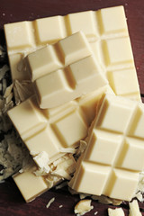 White chocolate pieces, close-up