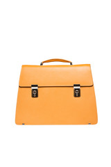 Yellow men briefcase isolated over white