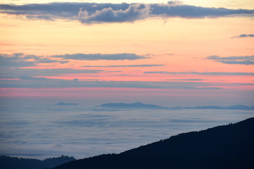 Colorful sunset over the mountain 
