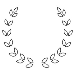 A laurel wreath icon - symbol of victory and achievement. Vintage design element for medals, awards, coat of arms or anniversary logo. Gray silhouette isolated on white background. Vector illustration