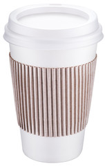 White plastic cup with cap. File contains clipping paths.