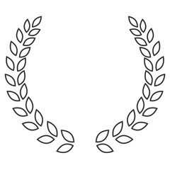 Fototapeta na wymiar A laurel wreath, symbol of victory and achievement. Design element for construction of medals, awards, coat of arms or anniversary logo. Gray silhouette on white background. Laurel wreath icon