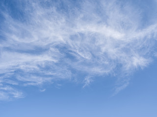 Cirrus clouds in the blue sky.