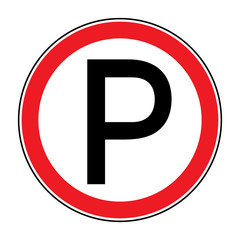 No parking prohibition sign. No parking icon in the red circle isolated on white background. Illustrations of prohibiting warning symbol for transport. Vector