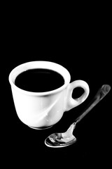 cup of coffee on black background