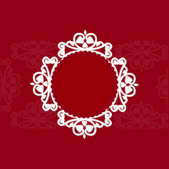 Openwork round frame on a red background 3D 