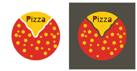 Gastronomy concept, template with abstract pizza sign