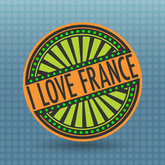 Color label with text I Love France inside