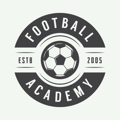 Vintage soccer or football logo, emblem, badge. 