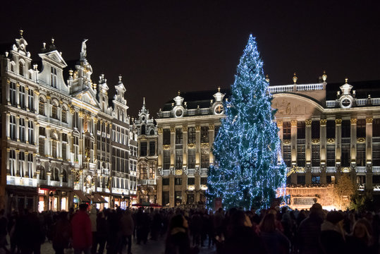 Christmas market at Grand Place, Brussels, Begium