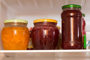 Jam in glass jars