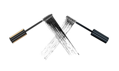 The concept of the duel of quality mascara. Two stroke brushes f