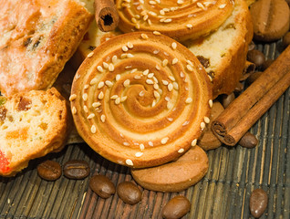 various tasty cookie on a table close-up