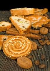 Image of various tasty cookie on a table closeup