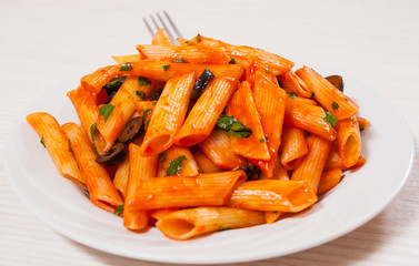 Penne pasta with tomato sauce