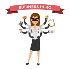 Superhero business woman vector