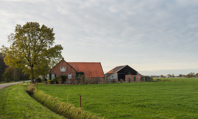 Fototapeta na wymiar Old Dutch farm in autumn