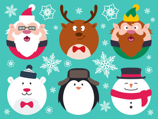 Round Flat Christmas Characters