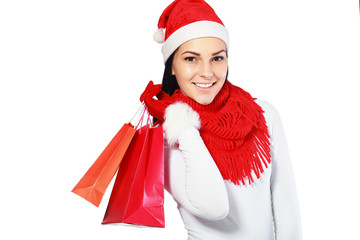 Christmas woman with bags