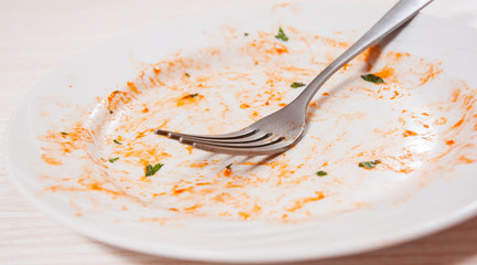 dirty and empty dish