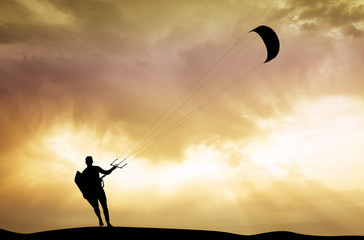 kite surfer at sunset © adrenalinapura