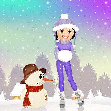 funny gitl in winter