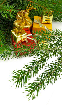 image of Christmas gifts close-up