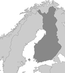 Karte von Finnland - Grau
