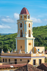 Trinidad de Cuba Cityscape including the Convent of Saint Assisi and the Escambray Mountains