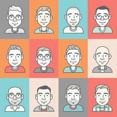 set of cartoon-style vector hipster characters