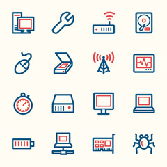 Computer components web icons set