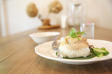 Thai food gourmet steamed chicken with rice
