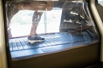 Athlete working out on an anti gravity treadmill