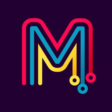 M letter formed by electric line.