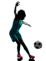 Fotobehang teenager girl child player isolated silhouette © snaptitude