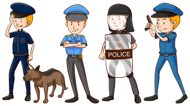 Police in different uniforms