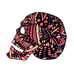 hand draw a skull zentangle trend patterns