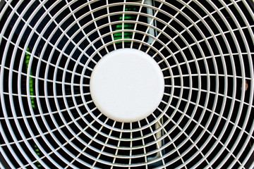 Close-up of white metal air conditioner