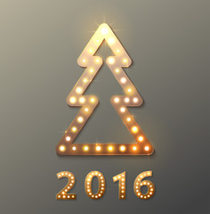 Christmas tree retro light banner. 