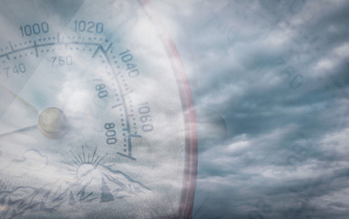 Barometer and sky - double exposure