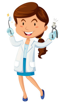 Female dentist with equipment