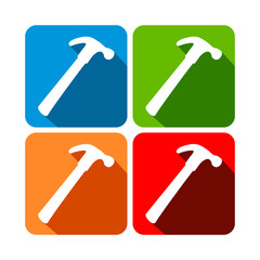Hammer Square Flat Icon Template