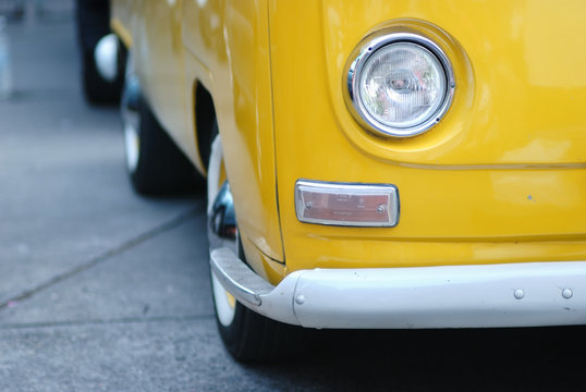 Yellow Bus With One Headlight