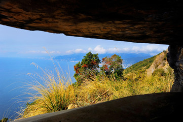 panoramic view from military dot the Ligurian coast