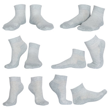 female gray socks isolated on white