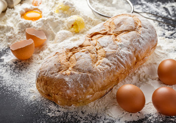 rustic homemade bakery with ingredients