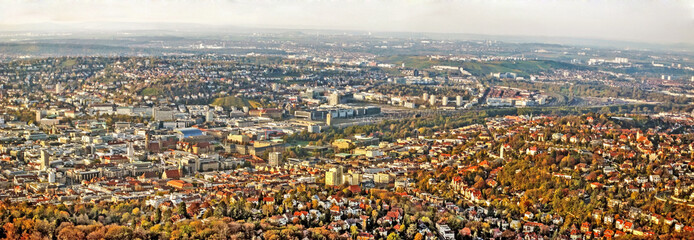 Obraz na płótnie Canvas Stuttgart panorama - before construction site Stuttgart 21
